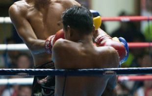 Eric Braech fights at Patong Sainamyen Road stadium in Phuket, Thailand, Thursday, Aug. 15, 2013. (Photo by Mitch Viquez Â©2013)