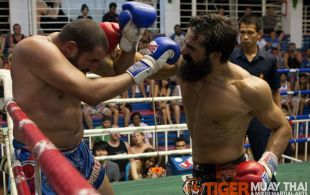 Bektas Emirhanoglu fights at Bangla boxing stadium in Phuket, Thailand, Sunday, Aug. 4, 2013. (Photo by Mitch Viquez Â©2013)