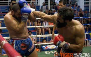 Bektas Emirhanoglu fights at Bangla boxing stadium in Phuket, Thailand, Sunday, Aug. 4, 2013. (Photo by Mitch Viquez Â©2013)