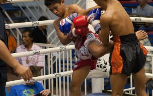 Tiger Muay Thai fighter Hongthong fights at Bangla stadium in Phuket, Thailand, Wednesday, Jul. 17, 2013. (Photo by Mitch Viquez Â©2013)