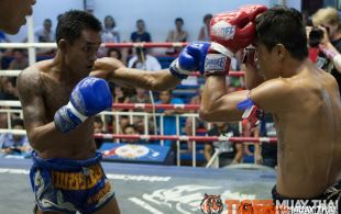 Tiger Muay Thai Phetdam fights at Bangla stadium in Phuket, Thailand, Friday, Jul. 19, 2013. (Photo by Mitch Viquez Â©2013)