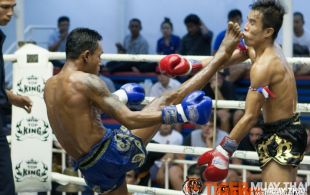 Tiger Muay Thai Phetdam fights at Bangla stadium in Phuket, Thailand, Friday, Jul. 19, 2013. (Photo by Mitch Viquez Â©2013)