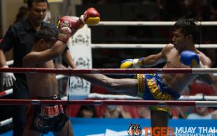 Tiger Muay Thai fighter Phongchai fights at Patong Sainamyen Road stadium in Phuket, Thailand, Monday, Jul. 22, 2013. (Photo by Mitch Viquez Â©2013)
