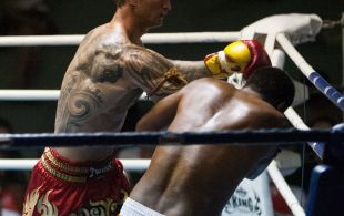 Kevin Foster fights at Patong Sainamyen Road stadium in Phuket, Thailand, Monday, Jul. 29, 2013. (Photo by Mitch Viquez Â©2013)