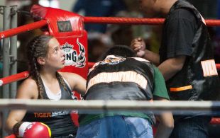 Laura Napolitano fights at Patong Sainamyen Road stadium in Phuket, Thailand, Monday, Jul. 29, 2013. (Photo by Mitch Viquez Â©2013)