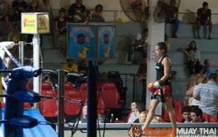 Laura Napolitano fights at Patong Sainamyen Road stadium in Phuket, Thailand, Monday, Jul. 29, 2013. (Photo by Mitch Viquez Â©2013)