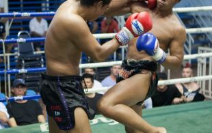 Tiger Muay Thai fighter Sake fights at Bangla stadium in Phuket, Thailand, Sunday, Jun. 9, 2013. (Photo by Mitch Viquez Â©2013)