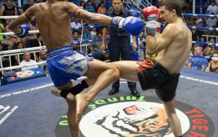 Nicolas Mangiaillang fights at Bangla Stadium in Phuket, Thailand, Friday, May. 3, 2013. (Photo by Mitch Viquez Â©2013)