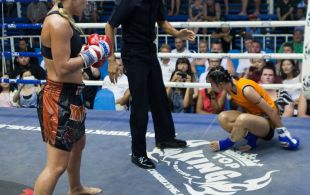 Sunna Daviosdottir fights at Bangla Stadium in Phuket, Thailand, Wednesday, May. 8, 2013. (Photo by Mitch Viquez Â©2013)