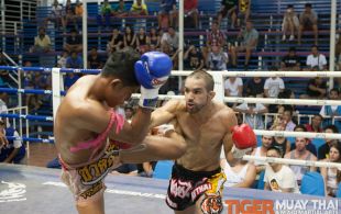 Emilio Urrutia fights at Bangla boxing stadium in Phuket, Thailand, Wednesday, Sep. 4, 2013. (Photo by Mitch Viquez Â©2013)
