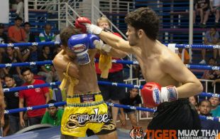 Moussa Alharthi fights at Bangla boxing stadium in Phuket, Thailand, Friday, Sep. 6, 2013. (Photo by Mitch Viquez Â©2013)