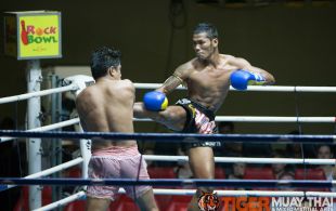 Tiger Muay Thai fighter Ploydang at Patong Sainamyen Road stadium in Phuket, Thailand, Monday, Sep. 9 2013. (Photo by Mitch Viquez Â©2013)